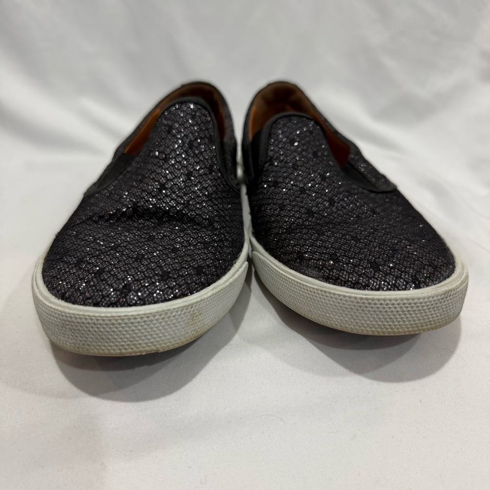 Jimmy Choo Glitter Black Slip On Sneakers 41 Luxury Casual Streetwear Statement - Picture 3 of 11